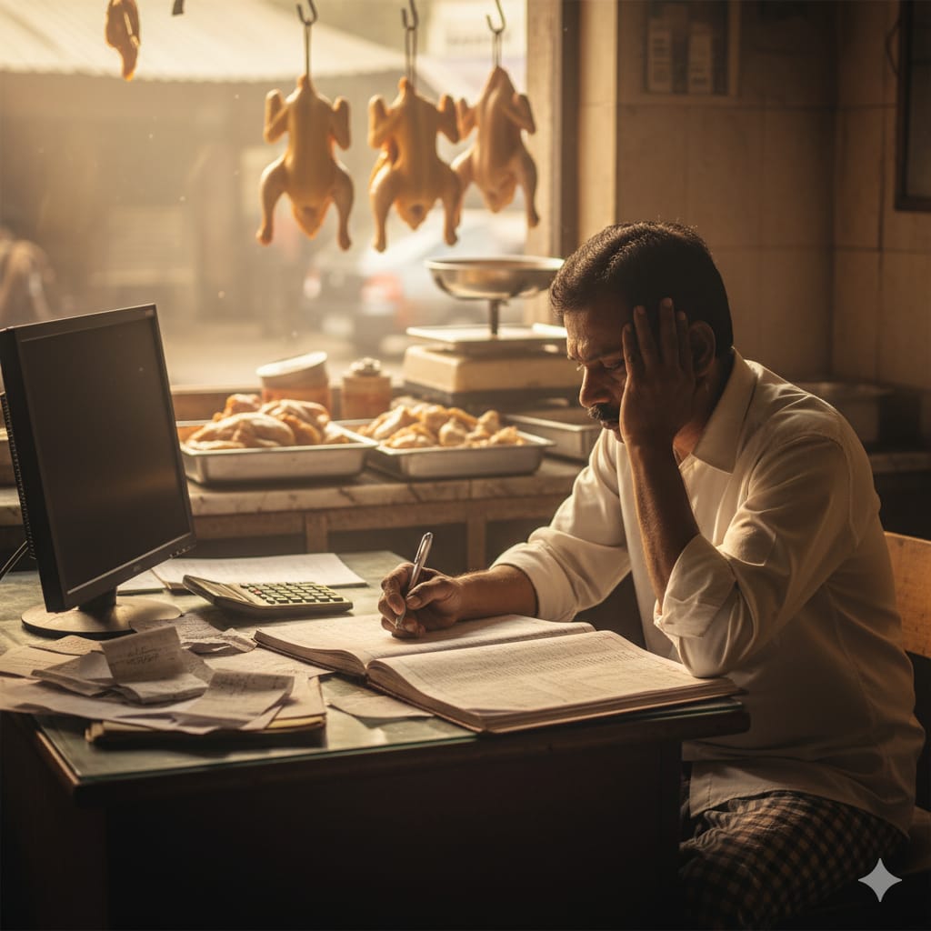 Frustrated person with paperwork